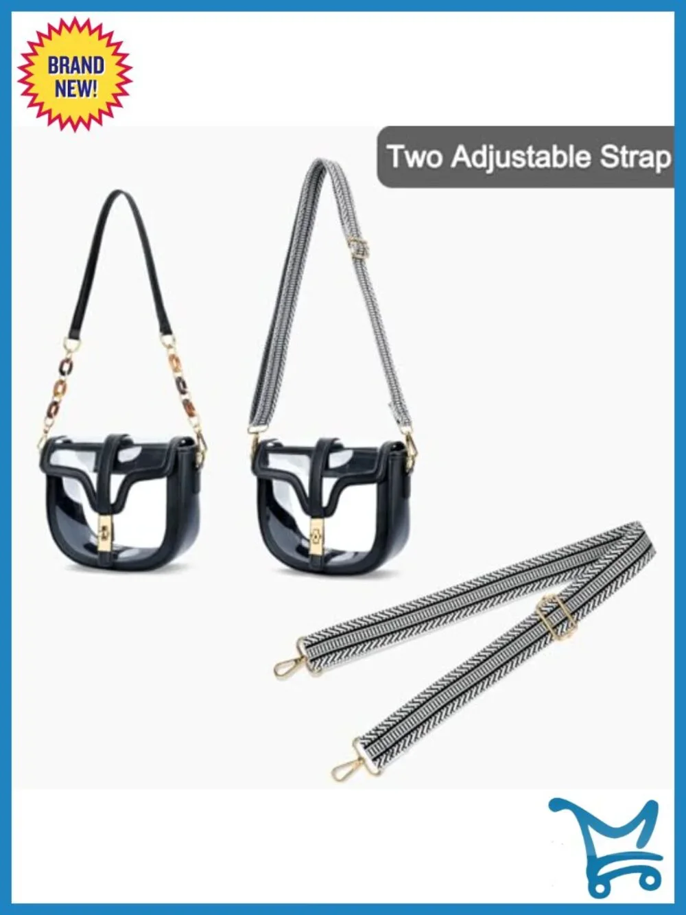 Clear Crossbody Purse Stadium Approved Transparent Shoulder Bag 2 Straps PVC
